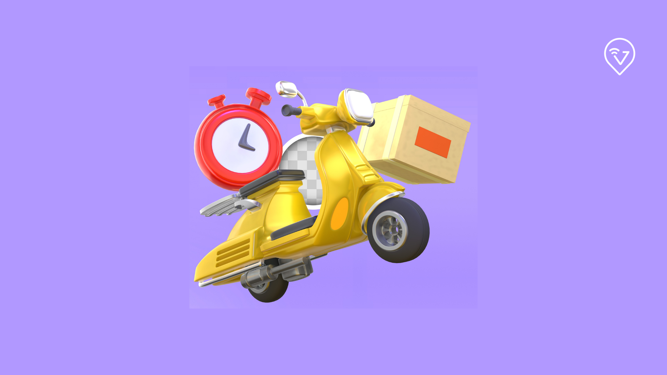 tempo de entrega do delivery: imagem de ícone de uma moto com caixa de entrega e relógio