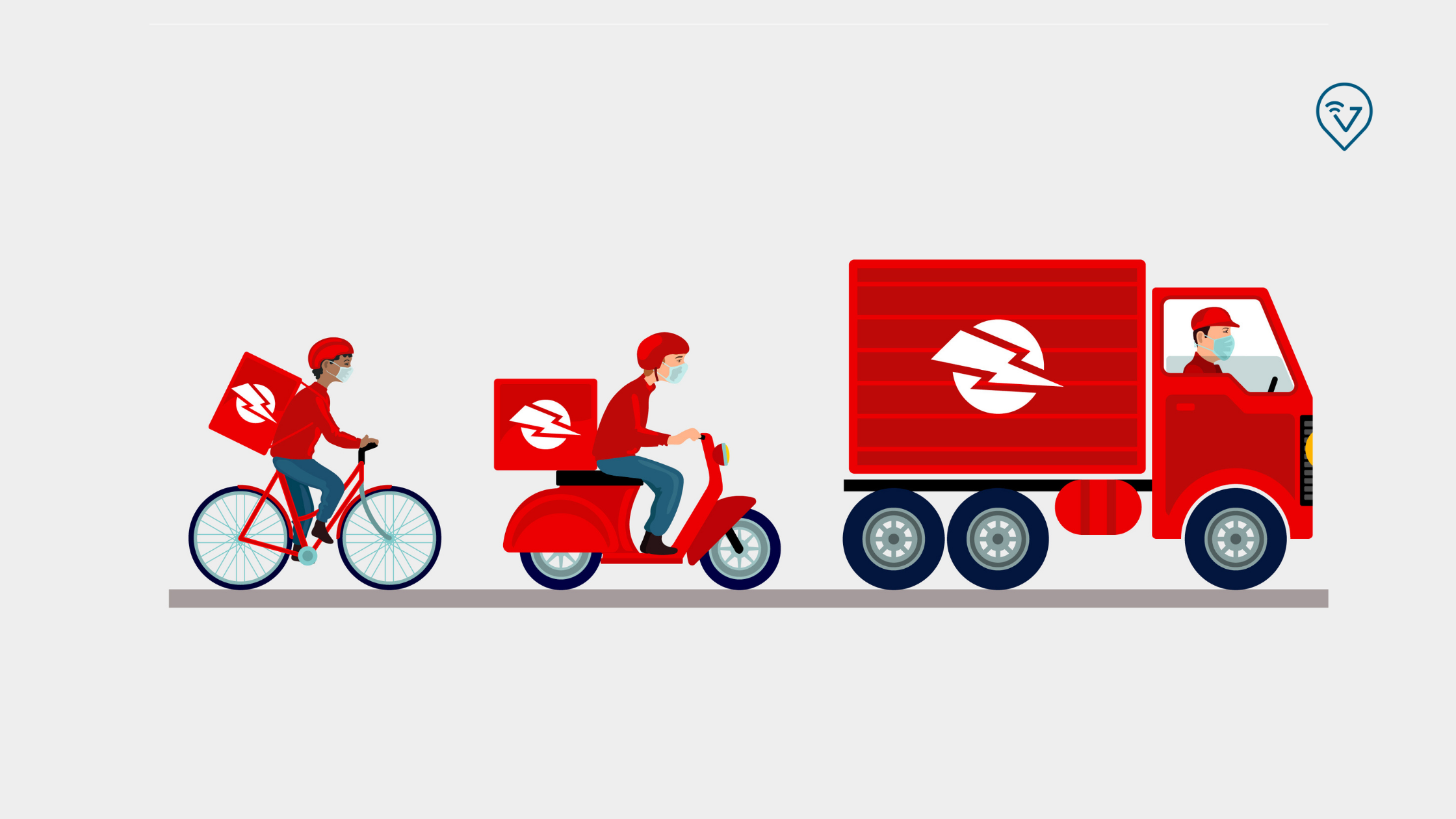 frota de veiculos: imagem de moto, bicicleta e caminhão mostrando a diversidade